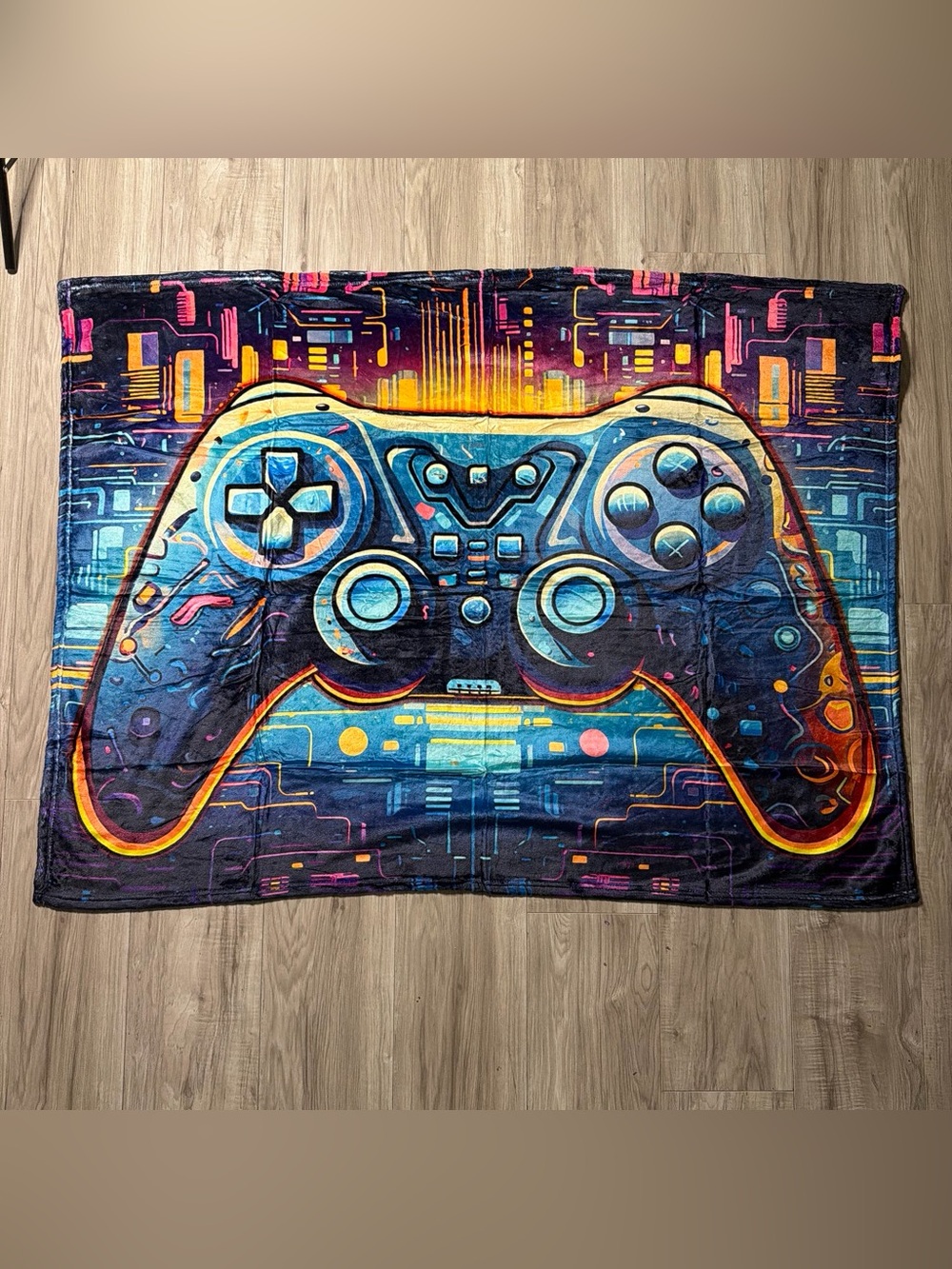 Vibrant Multi-Color Game Controller Throw Blanket